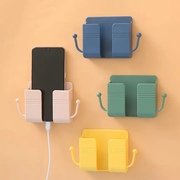 Wall Mounted Mobile Phone Charging Organizer | Multifunction Remote Control Storage Box | Phone Plug Wall Holder Rack